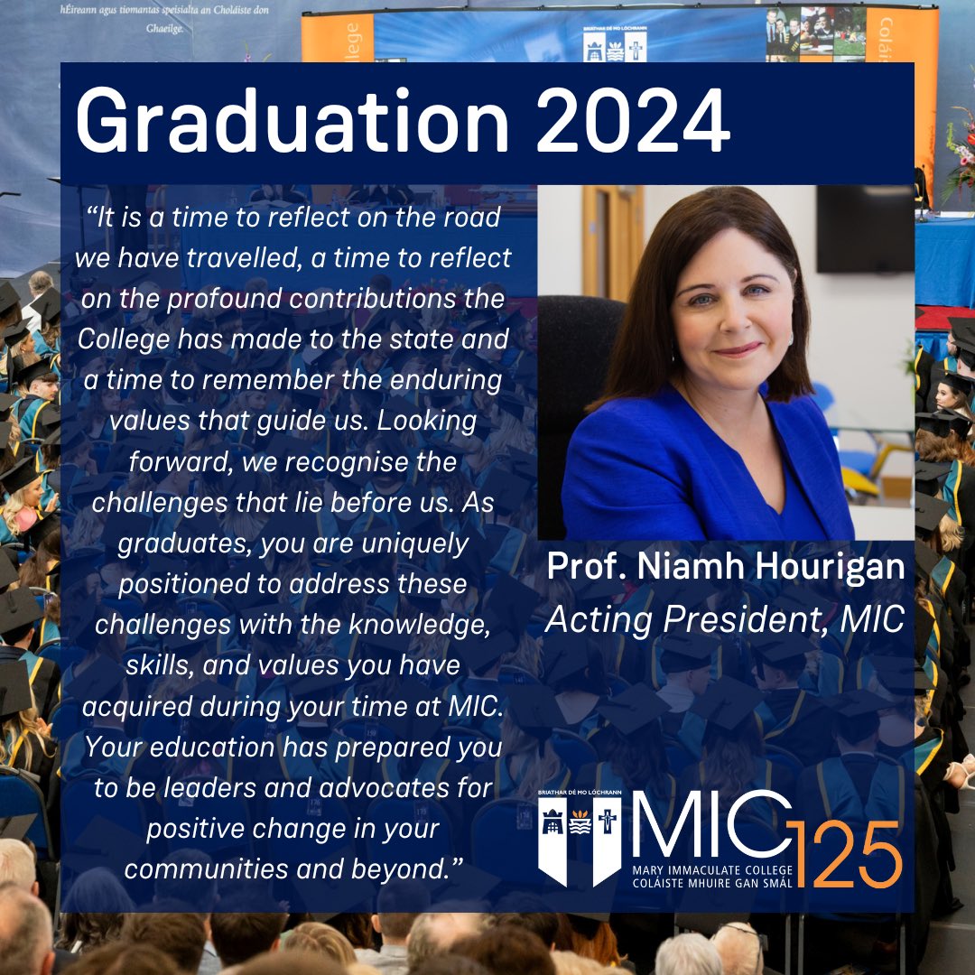 MICLimerick's tweet photo. A message to the Class of 2024 from MIC’s Acting President, Professor Niamh Hourigan @niamhhourigan1 ⭐️
Best of luck with whatever comes next!
#MICGraduation https://t.co/BEocwz1UT6