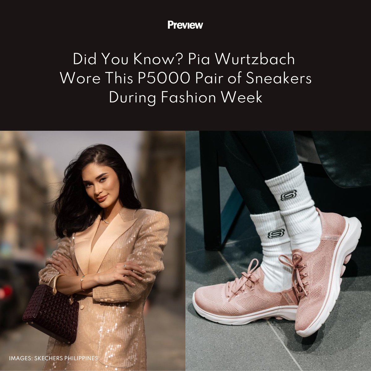 previewph's tweet image. #PiaWurtzbach is the first-ever ambassador of #SkechersPH! The style influencer is grateful for the honor, given how seamlessly Skechers integrates into her career, which includes her recent fashion week jaunts.

Shop the exact pair here: bit.ly/3A9CTOK