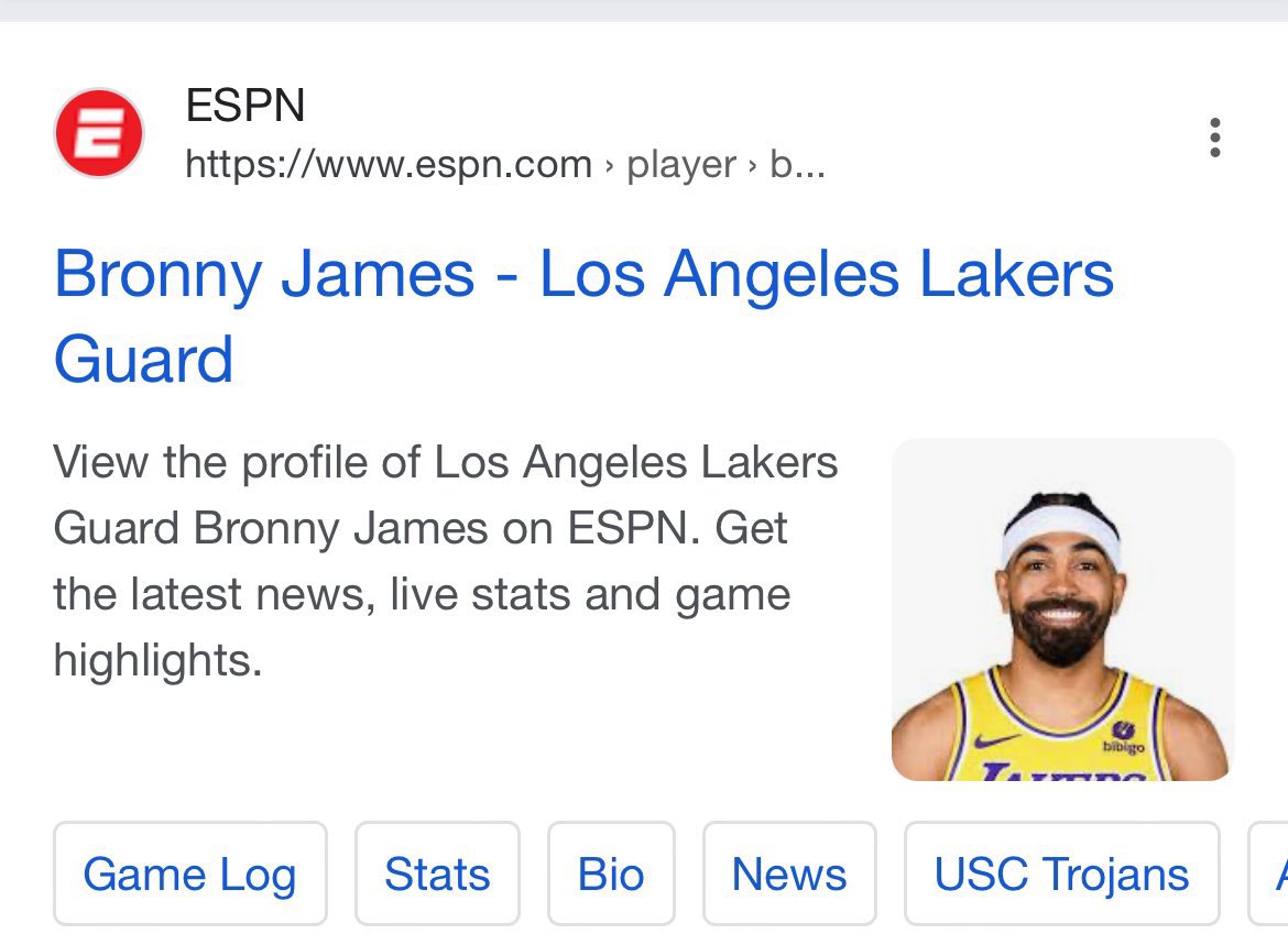 Raee_Payne's tweet photo. @ImMaseMan @CourtneyOlivari @espn Is that Bronny???? No these aren’t AI. I search players stats all day. Shit happens. It a glitch https://t.co/cUU9wpU8Ql