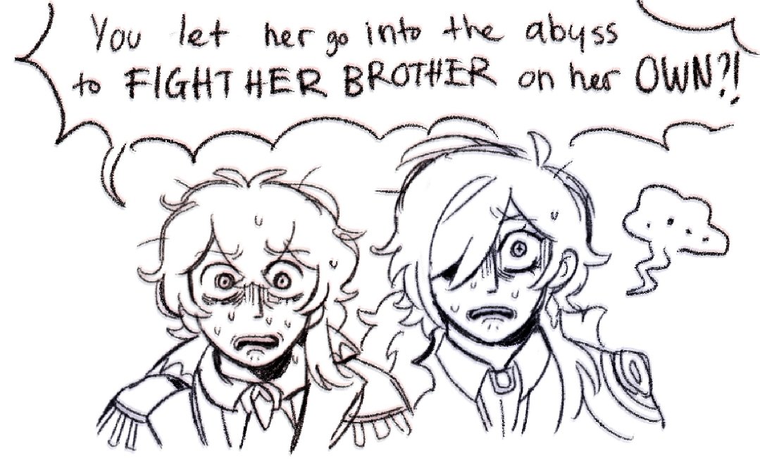 Sheep0092's tweet photo. POV: you're a knight of Favonius who just made the worst decision of your life (1/3) #ragbros #diluc #kaeya #lumine #GenshinImpact https://t.co/Bjjo4sMe3a