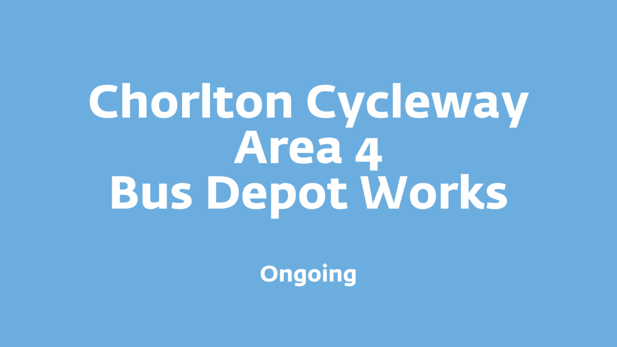 🚧 Work at Chorlton Cycleway Area 4 bus depot is ongoing until approx end of November. This work consists of the last section of segregated cycleway, plus new zebra crossings to improve access to bus stops. Visit orlo.uk/qrvKk for more details 🚲