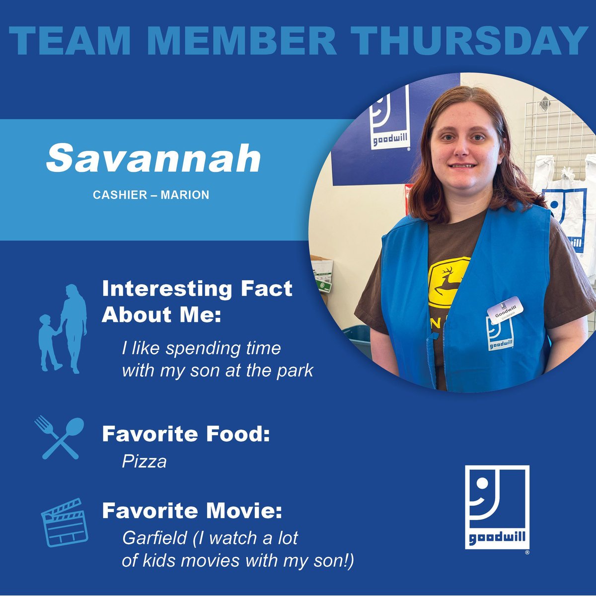 MarionGoodwill's tweet image. Meet Savannah! She's a cashier at our Marion location and has been with us for nearly a year after rejoining the team. We're thrilled to have her with us. #TeamGoodwill #RetailStars