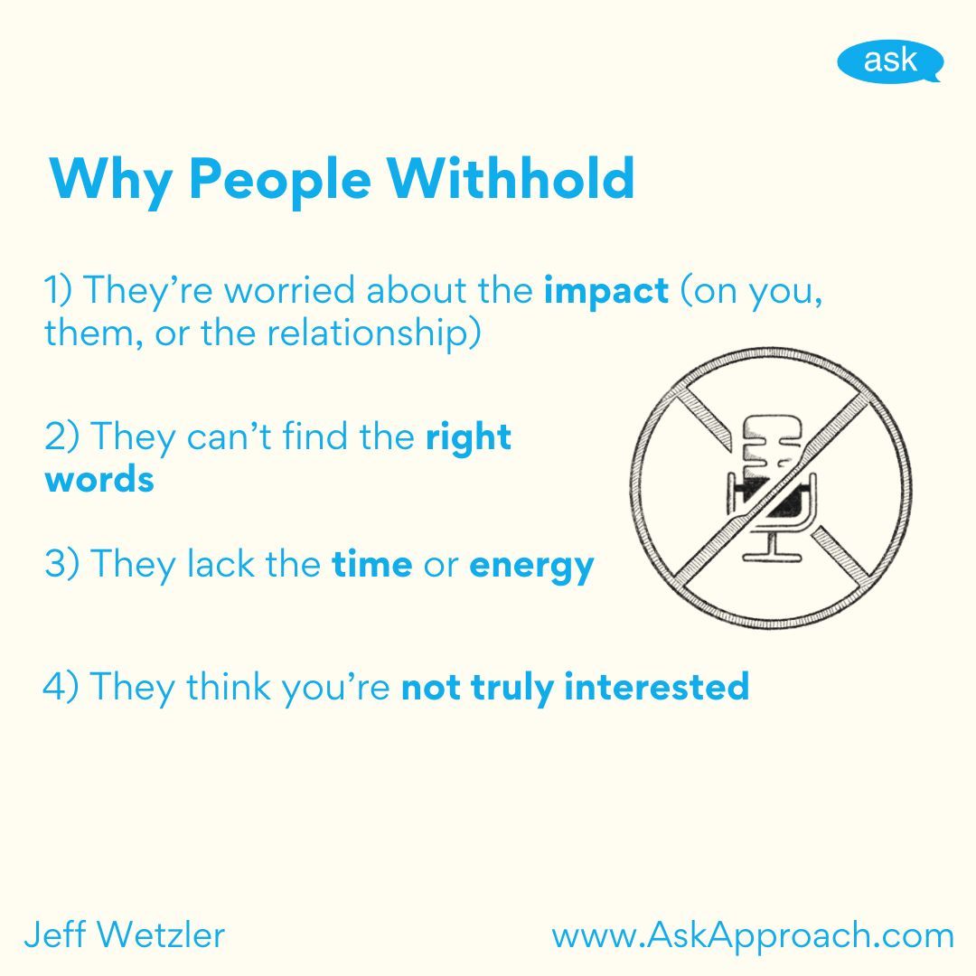 If you want to engage others in the brave habit of speaking up, you first have to understand WHY it’s so difficult for them to share with you. 

__

SUBSCRIBE to my newsletter: buff.ly/46CTOoy
&amp;
GET YOUR COPY of ASK Today: buff.ly/44iCeoS