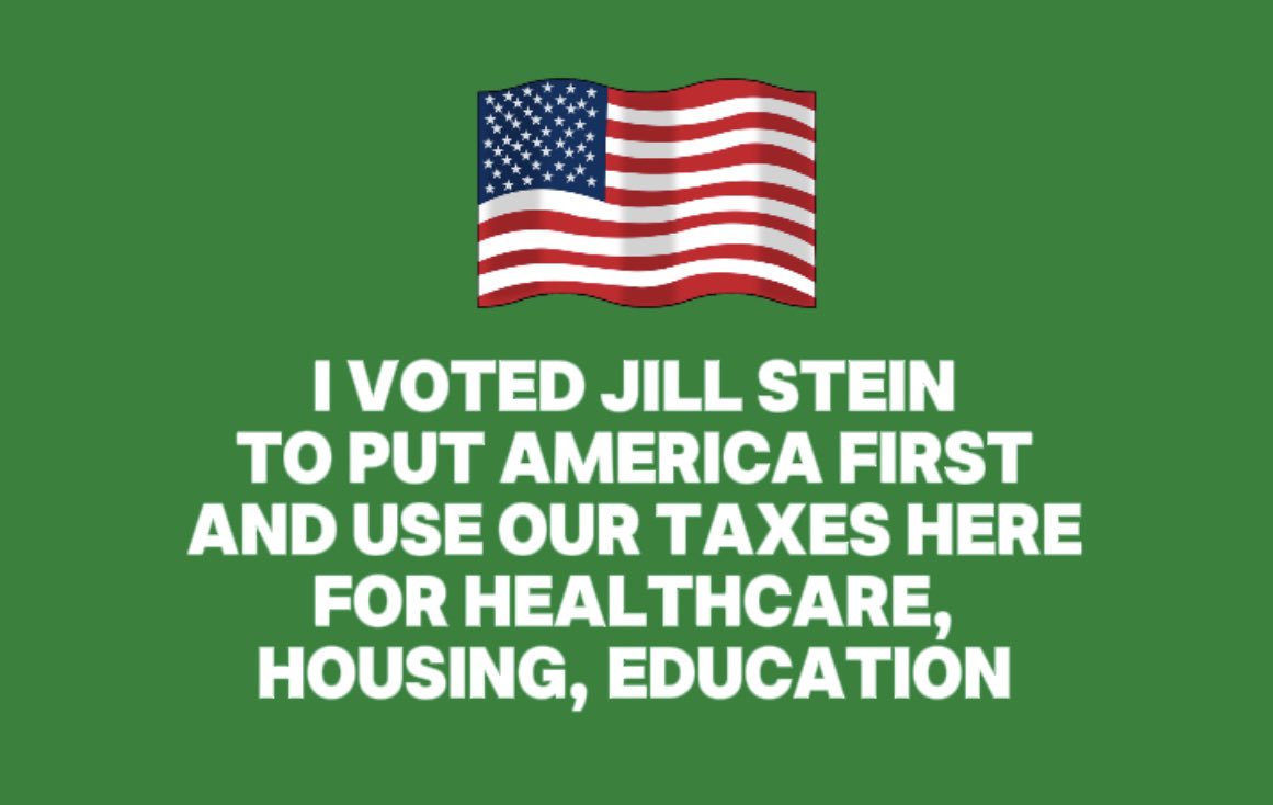 pplplanetpeace's tweet photo. Stop allowing our taxes to rain down in the form of bombs on innocent civilians. Our flag should be a symbol of hope, not terror. Vote Green. #Vote #JillStein https://t.co/N5iISzcGjY