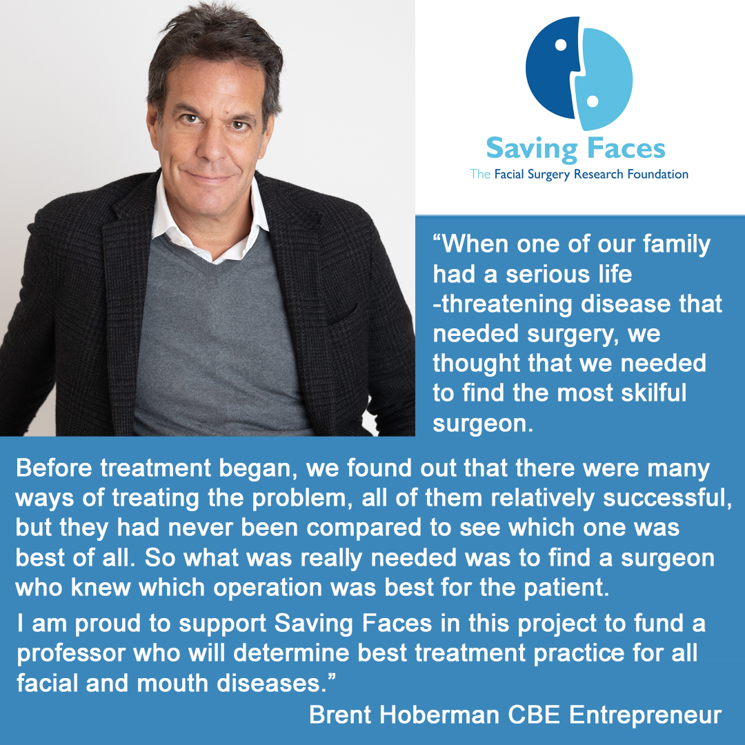 Exciting! <a href="/brenthoberman/">Brent Hoberman</a> is an ambassador for Alan Rickman Professorship: "This project will determine best practices for facial &amp; mouth diseases using big data. We need skilled surgeons who know the best treatment for each patient." Support this life-saving research:
