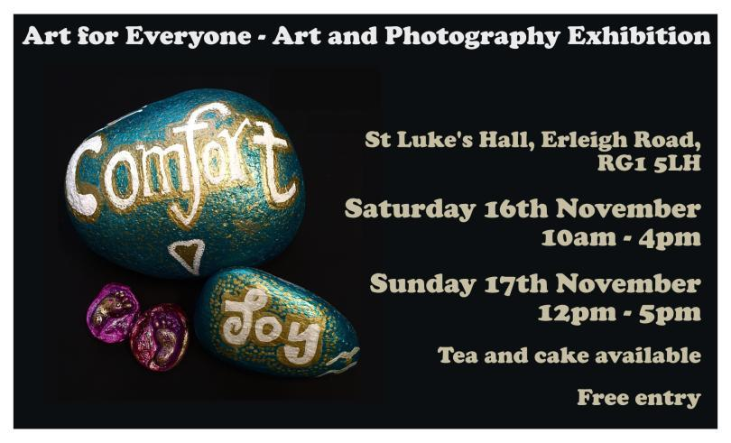 RDGWhatsOn's tweet photo. Comfort &amp; Joy is the name (and, most likely, the theme) of the next exhibition by local artists and photographers at St Luke's Hall.

As well as the art on display there will be stalls with a whole range of original and beautiful pieces for sale.
https://t.co/CAeF0X1pCN https://t.co/zDiHhXoVaE