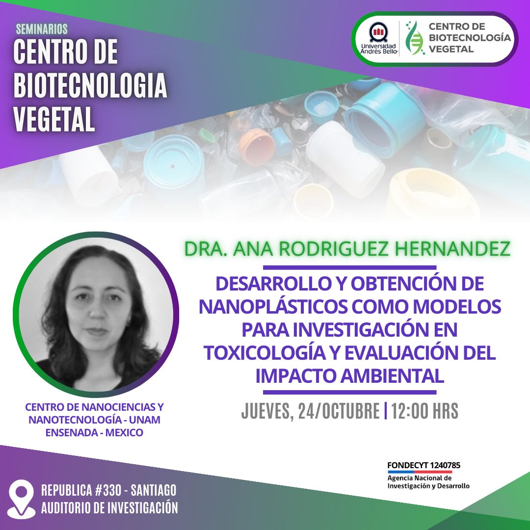 ¡No te pierdas el seminario de hoy! Charla de la Dra. Ana Rodríguez Hernández del <a href="/CNyN_UNAM/">CNyN-UNAM</a>  sobre nanoplásticos y su impacto ambiental.

📅 Jue. 24/10
🕛 12:00 hrs
📍 Auditorio, República #330, Stgo