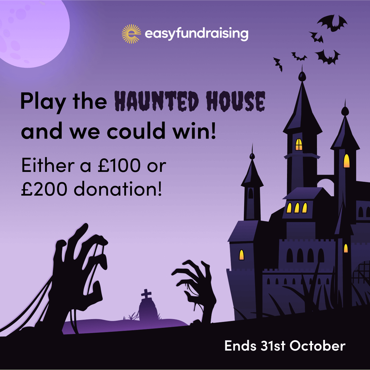 MedEquip4Kids (@medequip4kids) on Twitter photo Enter, if you dare, <a href="/easyuk/">easyfundraising</a>'s Haunted House and we could win a £100 or £200 donation!
There're no tricks, just treats! Click the haunted gravestone on their competition page every day to give us an entry!
Sign up and play for free today:
join.easyfundraising.org.uk/medequip4kids/… Enter, if you dare, <a href="/easyuk/">easyfundraising</a>'s Haunted House and we could win a £100 or £200 donation!
There're no tricks, just treats! Click the haunted gravestone on their competition page every day to give us an entry!
Sign up and play for free today:
join.easyfundraising.org.uk/medequip4kids/…