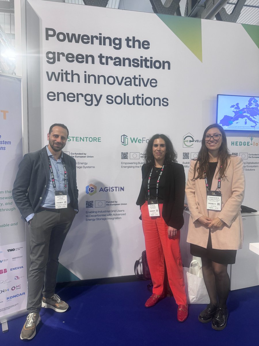 AGISTINProject's tweet photo. Happy Encounters at Our Booth in @Enlit_Europe!
@RINA1861 @sinnogenes @Energate_eu @iSTENTORE_EU #HorizonEU #energystorage #storagetechnologies #EnlitEurope https://t.co/C9J0oMilyT