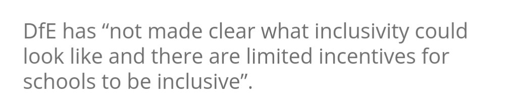 It's worse than this. In some cases (league tables) schools are actually punished for being inclusive! 

schoolsweek.co.uk/send-in-crisis…