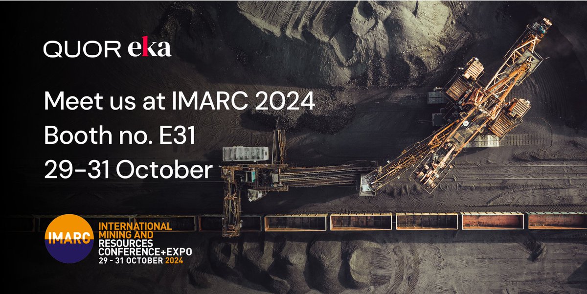 Eka Software Solutions (@ekasoftware) on Twitter photo Visit us at booth #E31 during IMARC 2024, where Ben Koch, Vice President of Bulk, will guide you through our Stockyard Management and CTRM solutions for the metals and mining industries.
Book a meeting - eka1.com/events/imarc-2…
#IMARC2024 #Bulk #stockyardmanagement #mining Visit us at booth #E31 during IMARC 2024, where Ben Koch, Vice President of Bulk, will guide you through our Stockyard Management and CTRM solutions for the metals and mining industries.
Book a meeting - eka1.com/events/imarc-2…
#IMARC2024 #Bulk #stockyardmanagement #mining