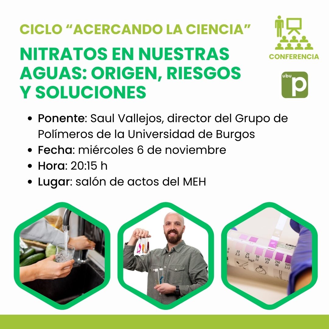 Polymers_UBU's tweet image. 🚨Próxima CONFERENCIA de nuestro director de grupo Saúl Vallejos

Ciclo ‘Acercando la Ciencia’ 👩‍🔬👨‍🔬
🌱 Nitratos en nuestras aguas: origen, riesgos y soluciones 💧

🗓️ Miércoles 6 de noviembre
⏰ 20:15h
 📍 Salón de actos del MEH

¡Te esperamos!💧👥✨

#Ciencia #Nitratos #UBU