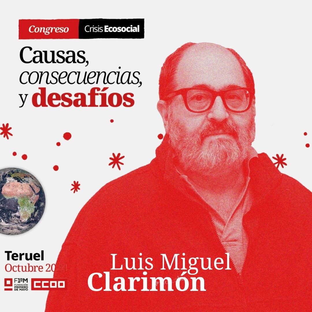 fundacion1mayo's tweet photo. #Moderadores #Congreso "Crisis Ecosocial. Causas, consecuencias y desafíos"
🗣️ Luis Miguel Clarimón
🟥 Secretario salud laboral, sostenibilidad, movilidad y atención a drogodepencias de @CCOOAragon
Organizan: #Fundacion1Mayo de @CCOO
➕Info e ✍ inscripciones:
https://t.co/FmuVupLnXF
#crisisecosocialf1m