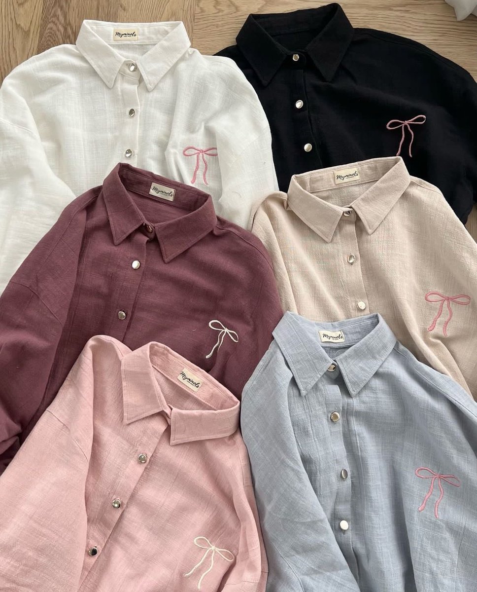myorensarea's tweet photo. kemeja dengan detail yang super cantik. ada motif stripe, pita, flannel dan juga ada kemeja aksen renda 🥹🫶🎀 https://t.co/UFMWGBoMnS