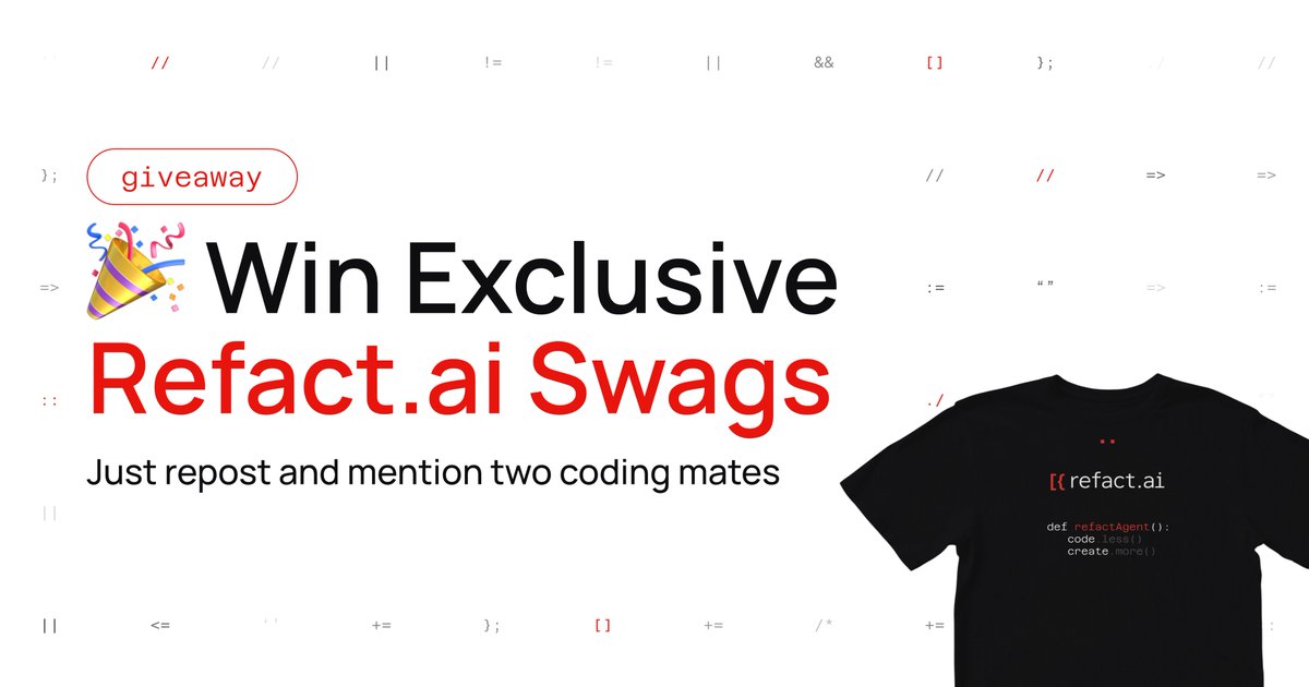 refact_ai's tweet image. 🎉1K+ Members #Giveaway!🎉
We've hit an amazing milestone—over 1K members in our Discord! To celebrate, we're giving away exclusive @refact_ai swag.
How to Enter:
1. Like & retweet this tweet🐦❤️
2. Tag 2 coding mates in the comments👥
Winners will be announced on Nov 11th.🎁