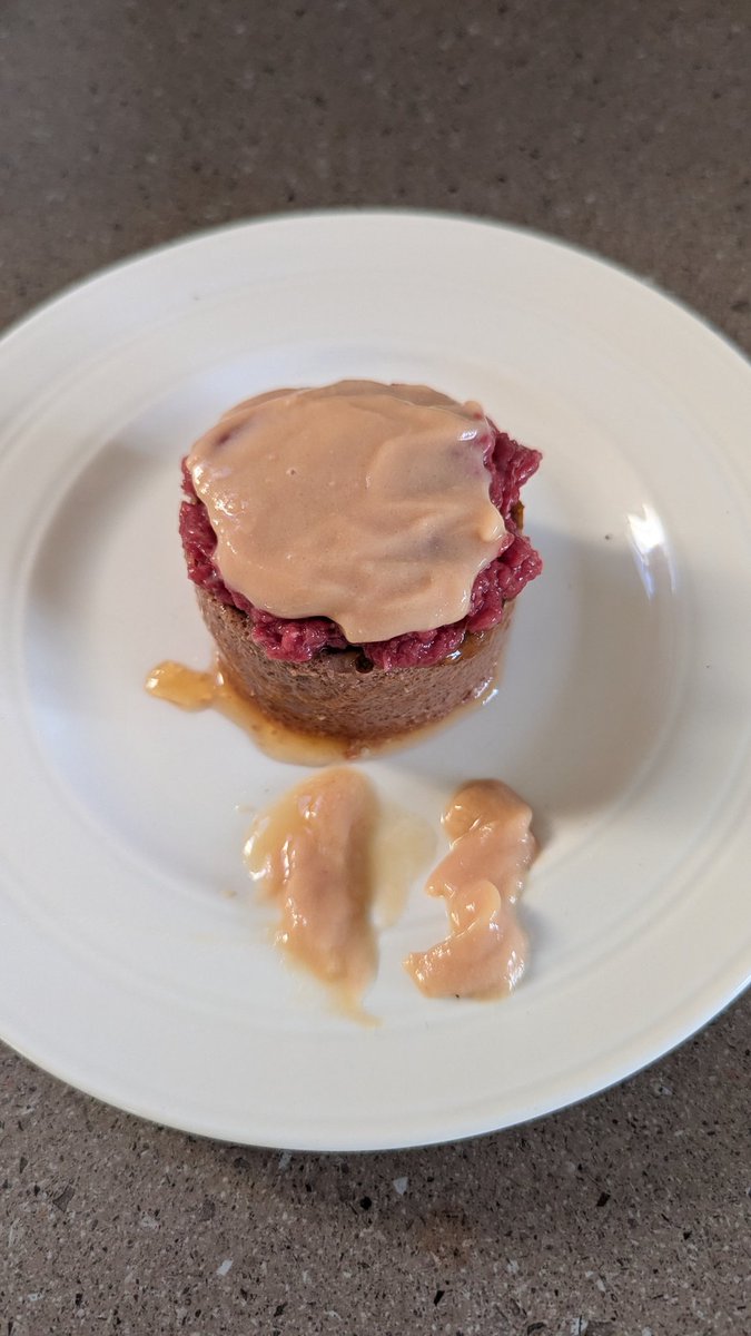 czaxx's tweet photo. Angus's 13th #birthday today. Made him a delicious layered meat cake which he loved #CatsofTwittter. https://t.co/1PFGLGnTMx