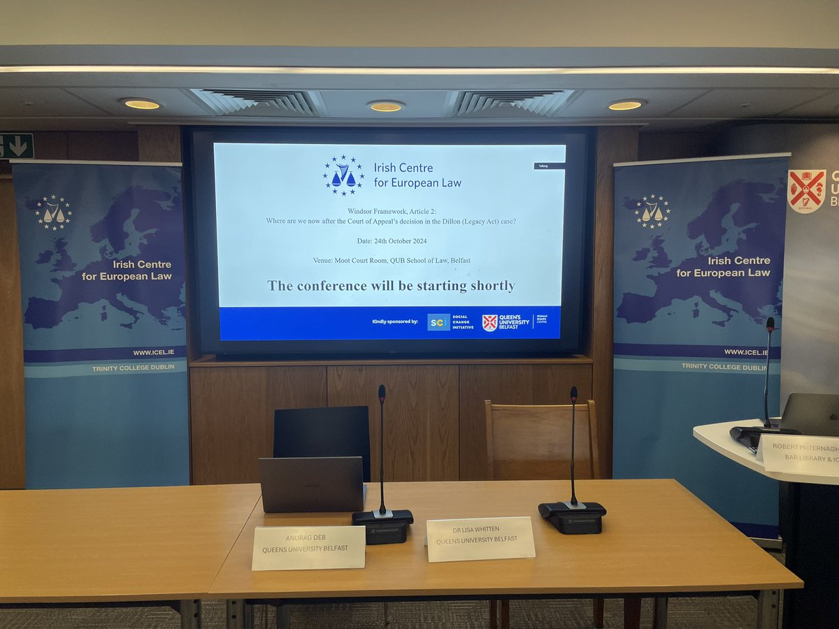 150 people gathering now at <a href="/qubschooloflaw/">QUB School of Law</a> and online for today’s expert seminar on the NI Court of Appeal’s recent judgment in the Dillon case which reaffirmed the significance of Article 2 of the Windsor Framework requiring no diminution in Good Friday Agreement rights after