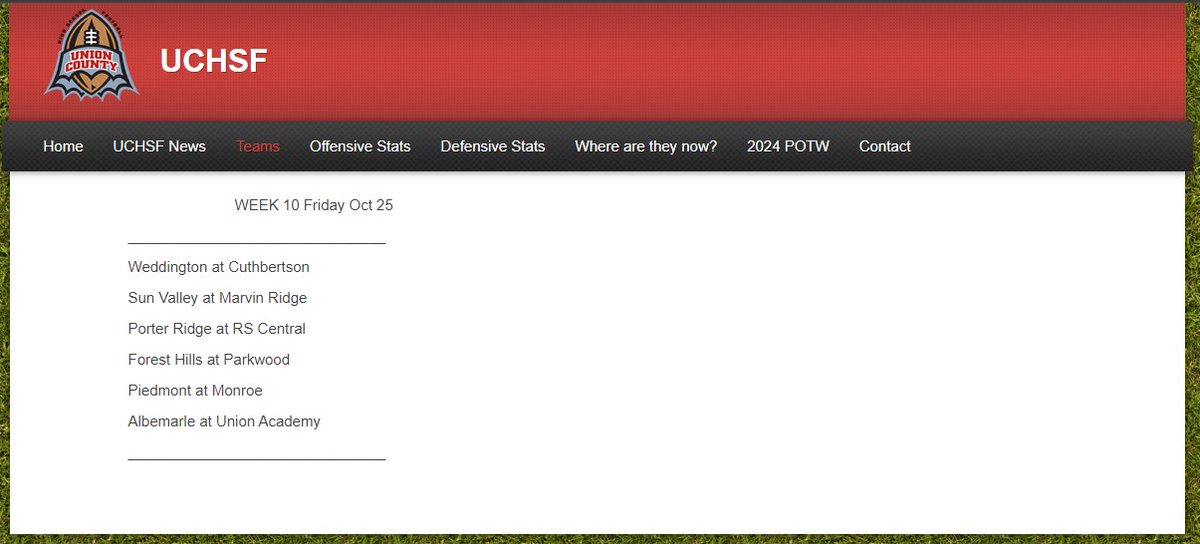 WEEK 10 SCHEDULE 
UnionCountyHighSchoolFootball.com