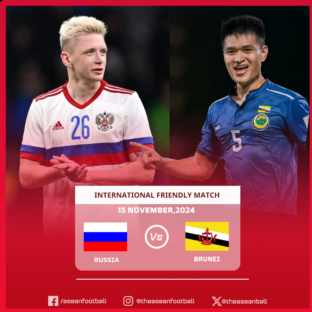 theaseanball's tweet photo. 📅INTERNATIONAL FRIENDLY MATCH

15/11 | Russia (34) 🇷🇺 🆚 🇧🇳 (184) Brunei

The match will take place on November 15 at the Krasnodar Stadium,Russia.

#FABD https://t.co/Rk8TVQbVAq