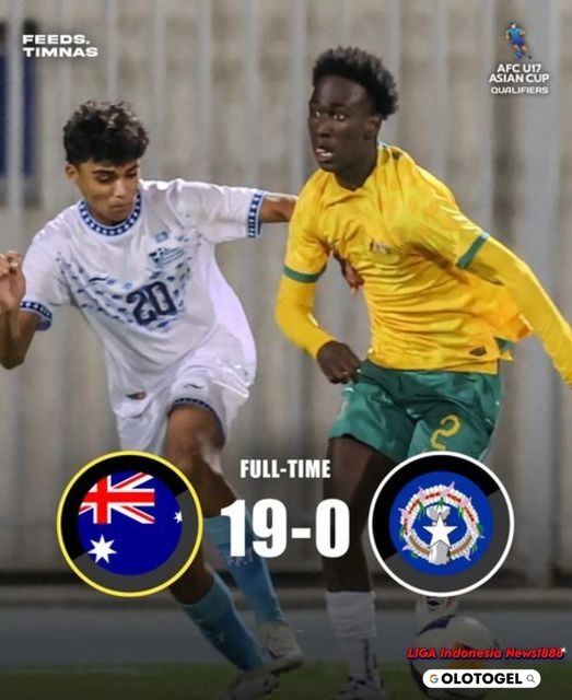 news18889's tweet photo. ULLTIME!
Kualifikasi #AFCU17 - Matchday 1
๐ฆ๐บ Australia U17 1๏ธโฃ9๏ธโฃ-0๏ธโฃ N. Mariana I. U17 ๐ฒ๐ต
#ligaindonesia #liga1 #pemainabroad #pemainketurunan #pemaindiaspora #sugbk #skuadgaruda #coachsty #ligaindonesianews1888 #olotogel https://t.co/4ErjwT1Oxj