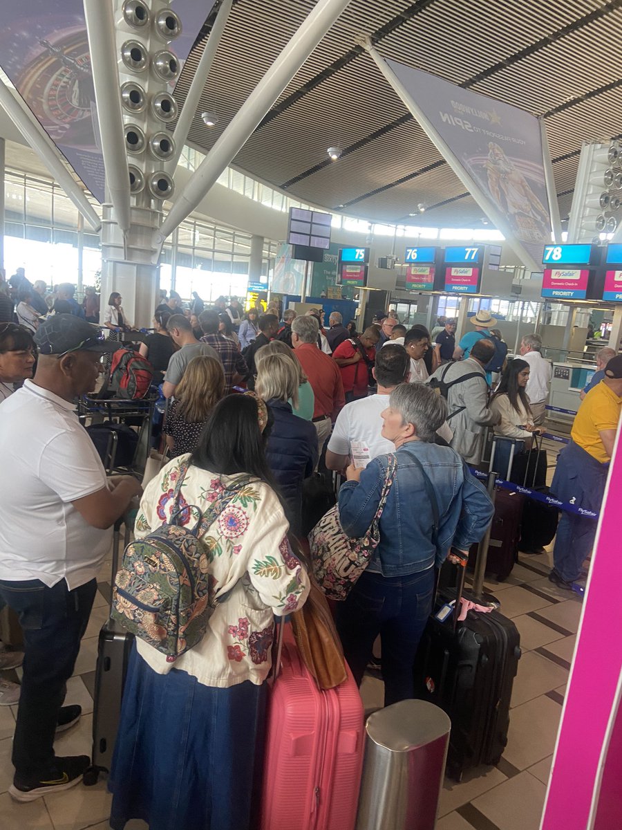 <a href="/FlySafair/">FlySafair</a> why are the queues so very long for check in recently? It’s chaos for your passengers at <a href="/capetownint/">Cape Town Airport</a>. And you don’t even have all your desks manned. No man!