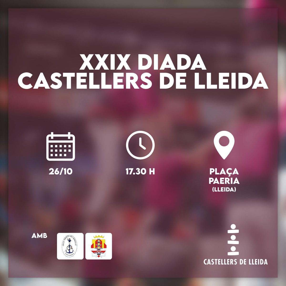 CdLleida's tweet photo. L’última a casa!❤️‍🔥 Ens veiem aquest dissabte amb motiu de la XXIX DIADA DELS CASTELLERS DE LLEIDA!

Queden 2 grans actuacions per acabar la temporada, som-hi colla!

🗓️ 26/10
📍 Plaça Paeria (Lleida)
🕛 17.30 h
🤝🏻 @XiquetsSerrallo @Tirallongues 

#castells #lleida #orgullbordeus https://t.co/rqqOdUZnnP