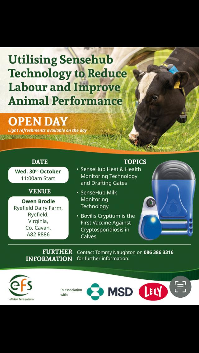 Join us for the first of 2 sensehub meetings,highlighting the benefits the SenseHub system can bring to your farm.
<a href="/EFSireland/">Efficient Farm Systems</a> <a href="/SenseHubIrl/">SenseHub Ireland</a> <a href="/lelyrobotman/">Niall McGauran</a>