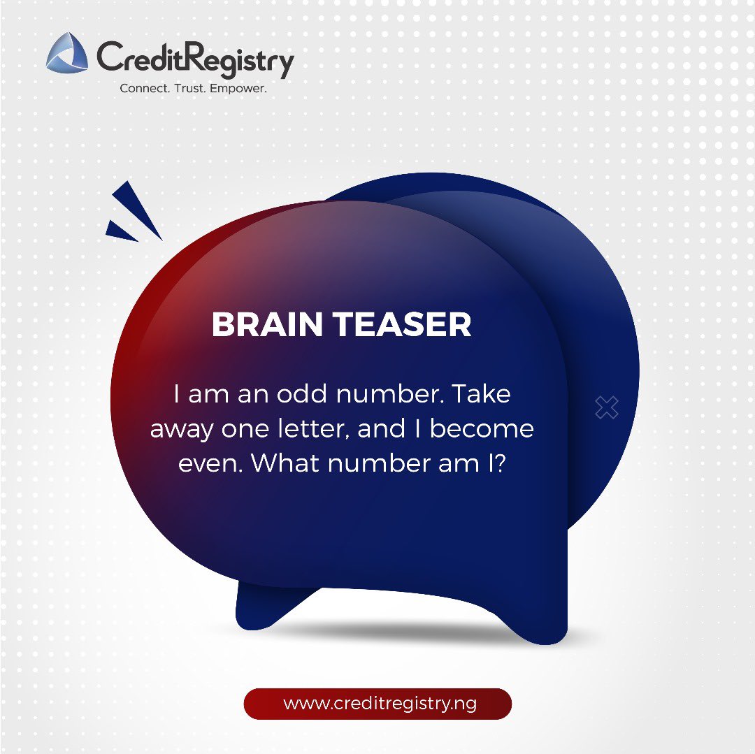 CreditRegistry_'s tweet photo. Unravel the mystery! ๐ง โจ Can you crack these Nigerian brain teasers and prove your problem-solving skills? ๐ค
Donโt forget to order your credit report at https://t.co/9tNRja4jj9
#BrainTeasers #NigerianPuzzles #CreditRegistry #TGIF #WeekendGame https://t.co/jLNBcoch9P