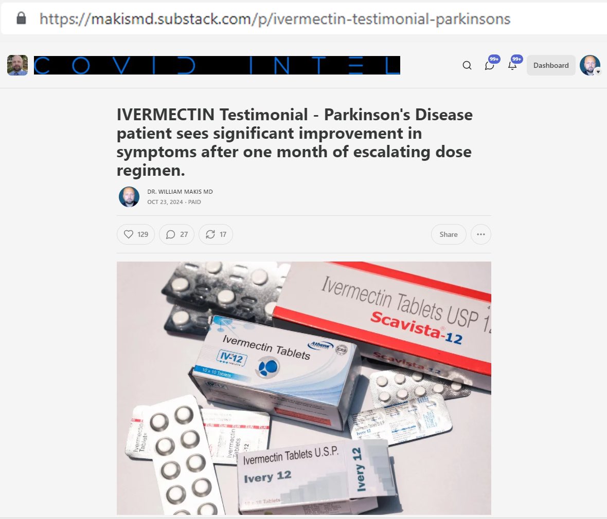 DaAcervo's tweet image. NOVO ARTIGO: 
“Depoimento sobre IVERMECTINA - Paciente com doença de Parkinson observa melhora significativa nos sintomas após um mês de tratamento com dose crescente.

Paciente com doença de Parkinson que queria experimentar a ivermectina, com base em pesquisas pré-clínicas…