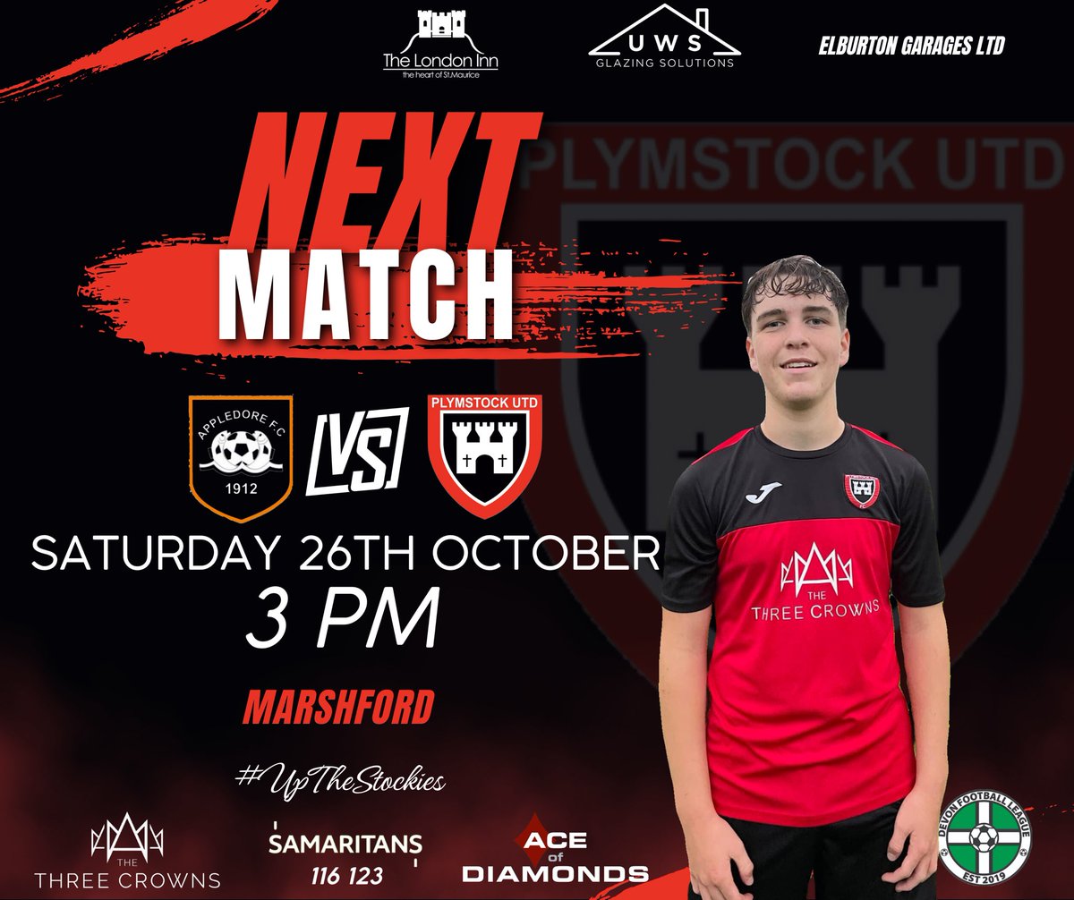 Plymstockutd's tweet image. Saturday the #Stockies make the long trip to North Devon as we face an in form @Appledore_FC who currently sit 3rd in the table. 

#UpTheStockies

❤️🖤