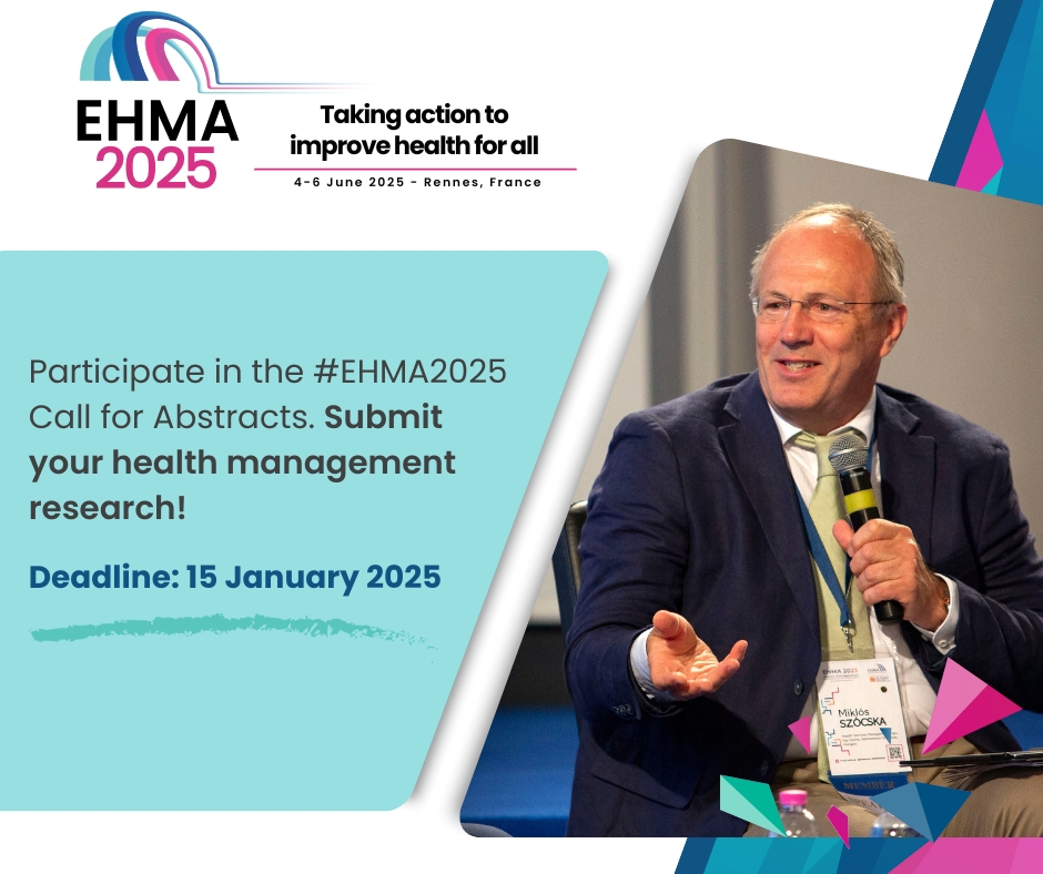 The #EHMA2025 Call for Abstracts is live! 

Submit your research tackling healthcare’s most pressing challenges by 15 Jan 2025, 10:00 CET. Join Europe’s leading health management event. 

🔗Submission details: bit.ly/3ZW5Wzy

#HealthManagement #PublicHealth