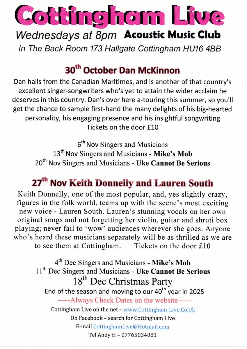 Cottingham Live Acoustic Music Club