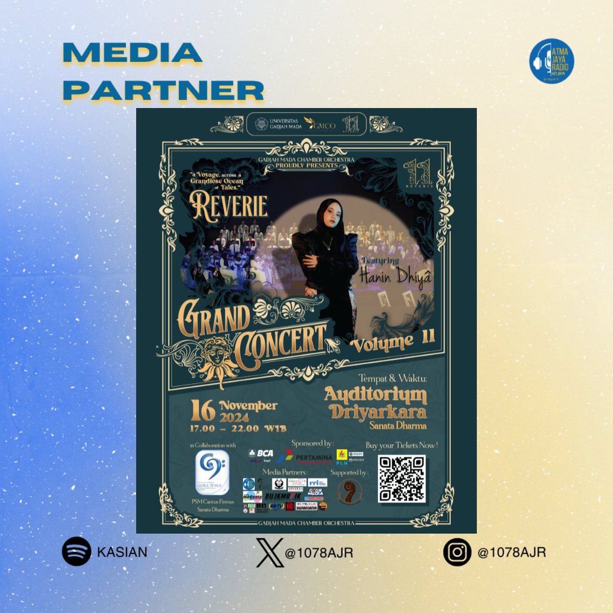 GMCO UGM kembali hadir menyapa para pencinta musik di Yogyakarta dengan Grand Concert volume 11 yang bertajuk "Reverie".
Jadi, tunggu apa lagi? Ayo! segera amankan tiketmu dengan terus memantau akun instagram <a href="/gmco_ugm/">Gadjah Mada Chamber Orchestra</a> yaa🫵🏻😉