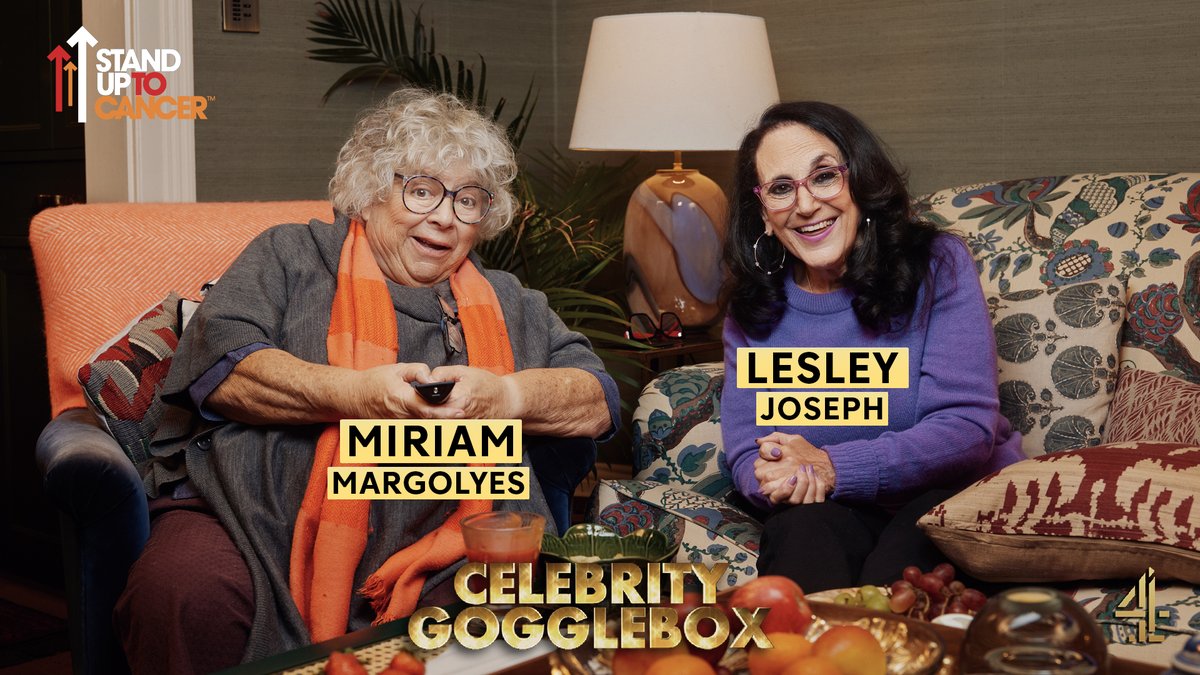 Meet Miriam and Lesley. Two more legends joining us on the sofa for #CelebrityGogglebox for #StandUpToCancer!
📺👀🪶🤩

Friday 25th October at 9pm on <a href="/Channel4/">Channel 4</a>
#Gogglebox @su2cuk #SU2C