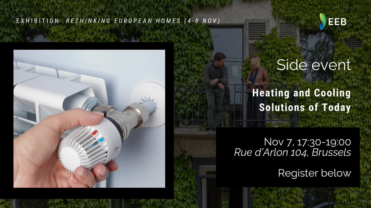 🌡️Heating and cooling is key to the EU's energy, social and climate challenges.

📆7 Nov 17:30, join us to talk about the techs that will transform our homes, followed by drinks🥂

This event is a part of the Rethinking European Homes exhibition.
Register👉eventbrite.com/e/heating-and-…
