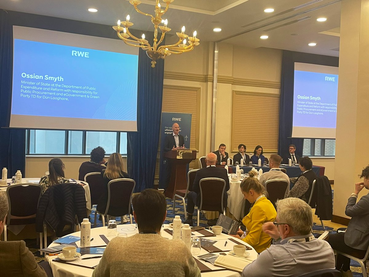 DublinArray's tweet image. We’re kicking off the Dublin Array Offshore Wind Supply Chain skills workshop this morning in Dun Laoghaire with a welcome from RWE’s Peter Lefroy followed by our keynote speaker Minister Ossian Smyth @smytho giving an overview of the benefits of renewable energy projects