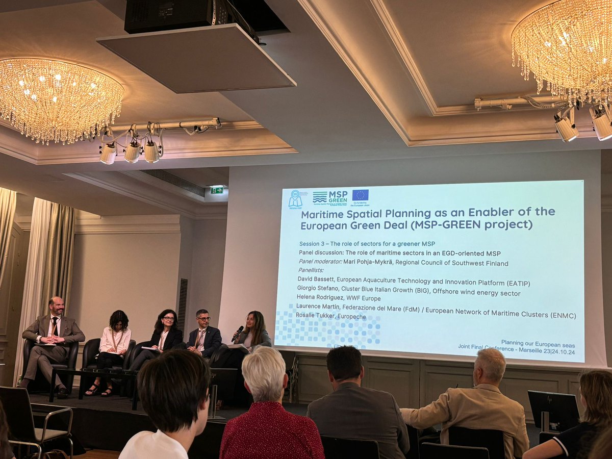 Rosalie joined the insightful panel on #MSP &amp; #EUGreenDeal, emphasising the need to balance diverse priorities at sea. Fisheries have led with innovation, cutting emissions by 52%. Let’s co-locate sustainably, ensuring no one’s green transition gets compromised 🌊🤝 #DecadeMSP