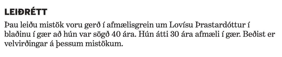 Leiðrétting dagsins