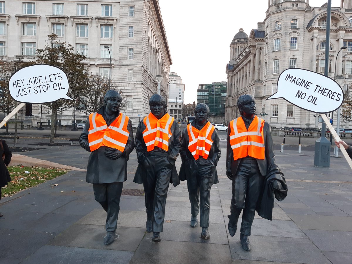 🎵 Hey Jude, let's Just Stop Oil

🔥 The Beatles statues in Liverpool have been dressed in orange high viz this morning.

🛢️ It's been nearly 60 years since the Beatles last played in Liverpool, and that's about as long as Shell, Exxon and politicians have known that burning more