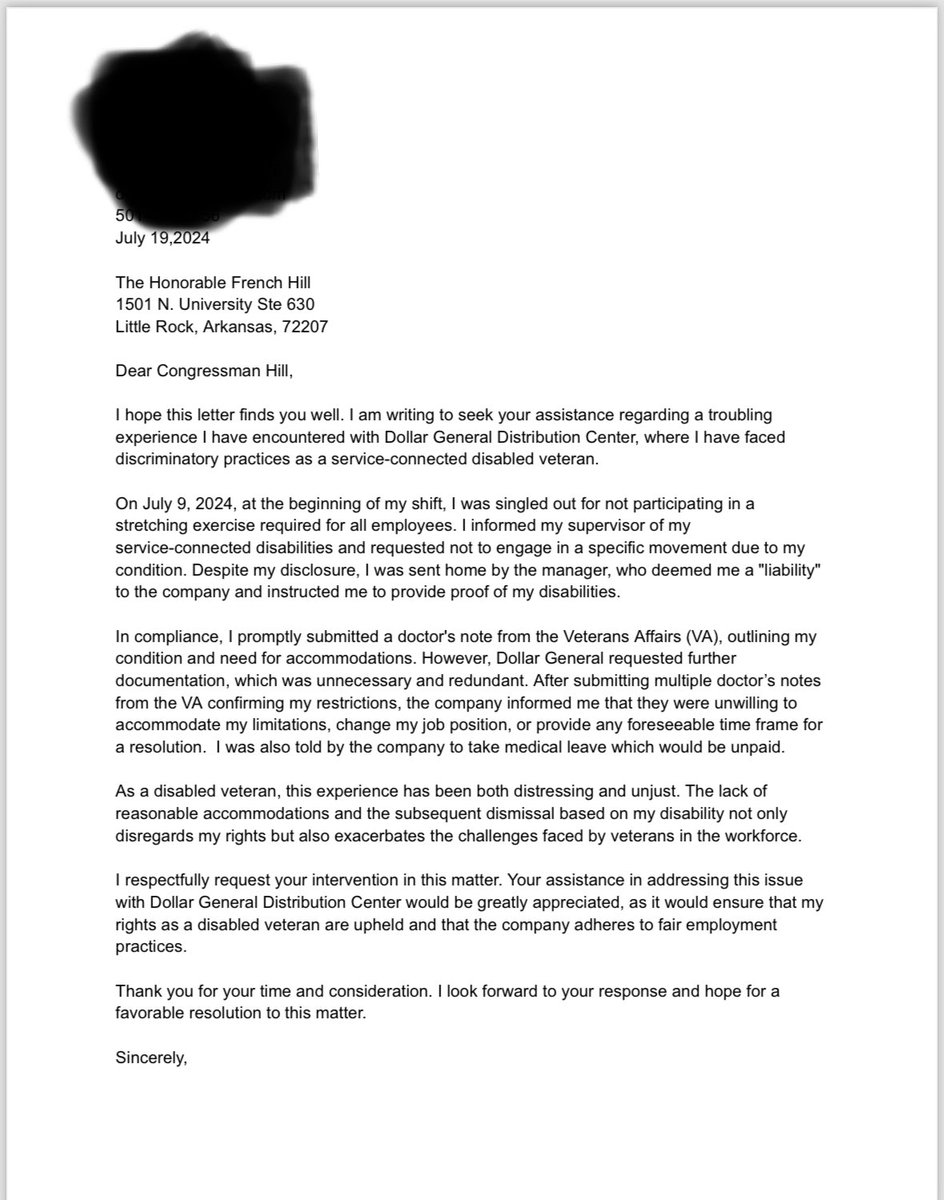 dondocworld's tweet photo. @ElectFrench Sent this Letter to both your offices and emailed. Never got a reply.  Literally can’t get any help from the Govt, VA or any attorney and y’all wonder why people don’t vote or trust yall. https://t.co/JzeNzQUODh