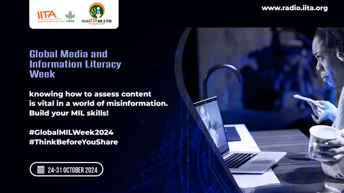 RadioIITA's tweet photo. #GlobalMedia & #InformationLiteracyWeek is here! This year’s theme, “The New Digital Frontiers”, stresses critical thinking in our digital ecosystem. With insights from #IT #UserEmpowermentWeek, we’re better equipped to navigate AI-driven content & responsibly use tech. #IUEW2024 https://t.co/fROaCHoyMn