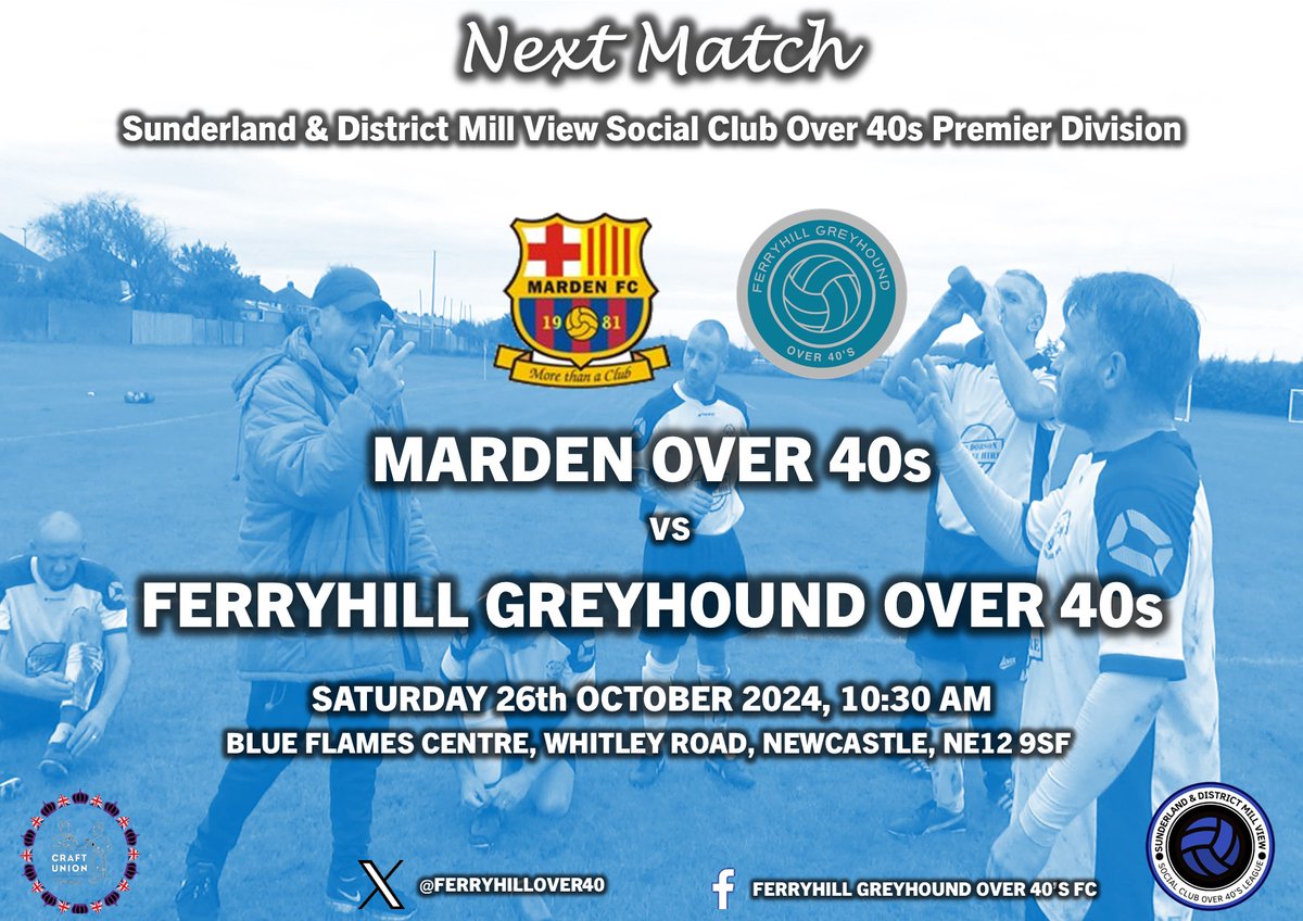 FerryhillOver40's tweet photo. Huge game on Saturday as the top two clash at the Blue Flame Centre.
Both sides are unbeaten and separated only by goal difference. It's the match of the season so far.
Any travelling support would be massively appreciated
Up the Hounds! 👊
#feedthemoff https://t.co/pI2TSOxo9I