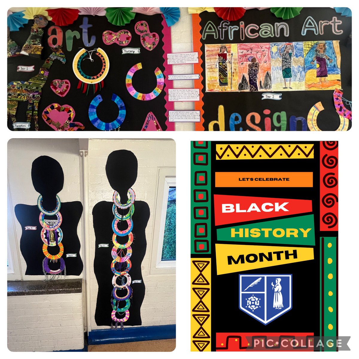 StTeresasHarrow's tweet photo. Celebrating creativity and culture this #BlackHistoryMonth with stunning African art displays! We have been inspired by vibrant designs and rich history. 🌍🎨 #BlackHistory #StTs #RJED #History #ArtandDesign https://t.co/8IMpC2qhM4