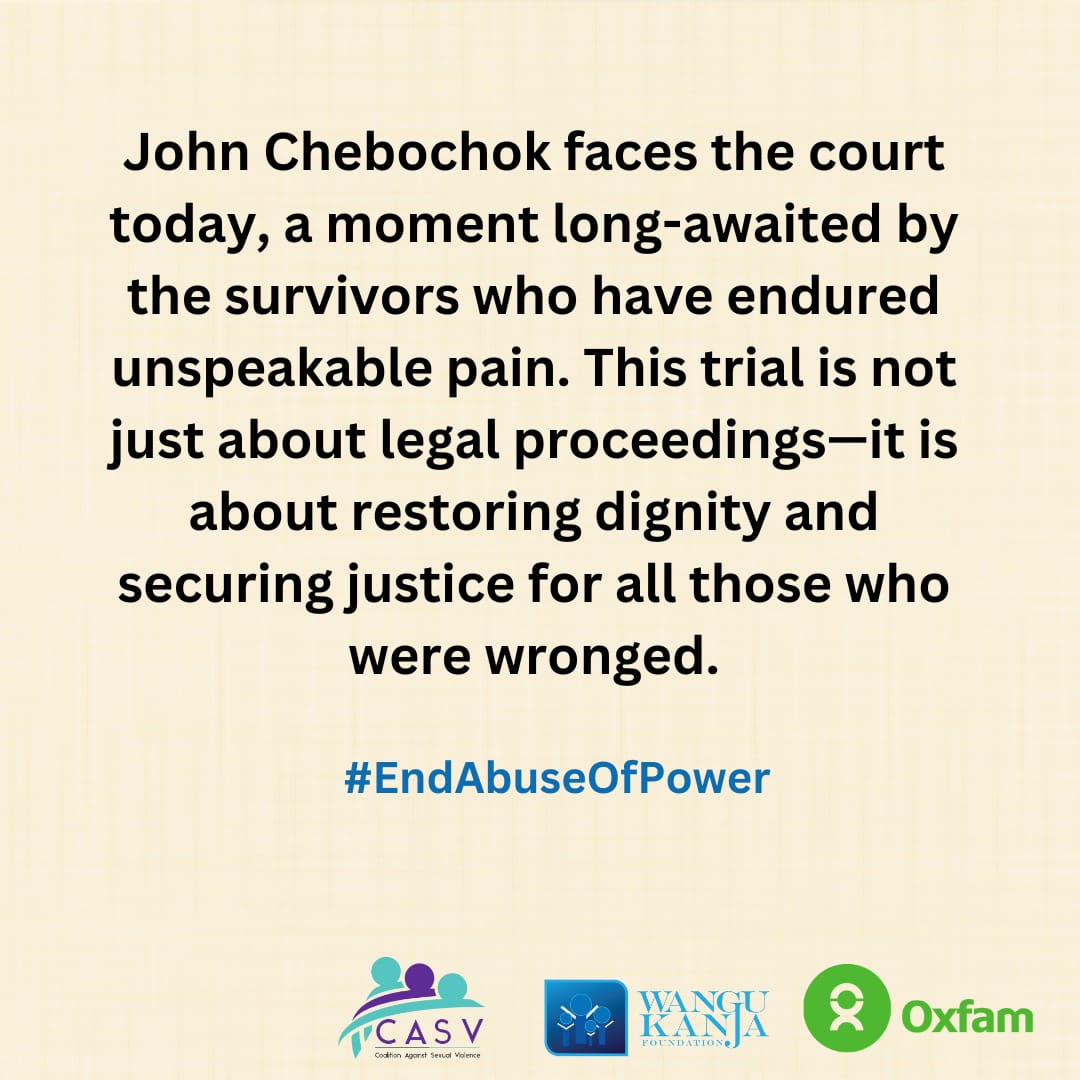 Sesyline_KE's tweet photo. Today’s court session against John Chebochok is about the survivors who have waited long for this day. Their stories of exploitation demand justice, and the legal process must act swiftly to ensure accountability. #EndAbuseOfPower. https://t.co/6kqgYfFMeY