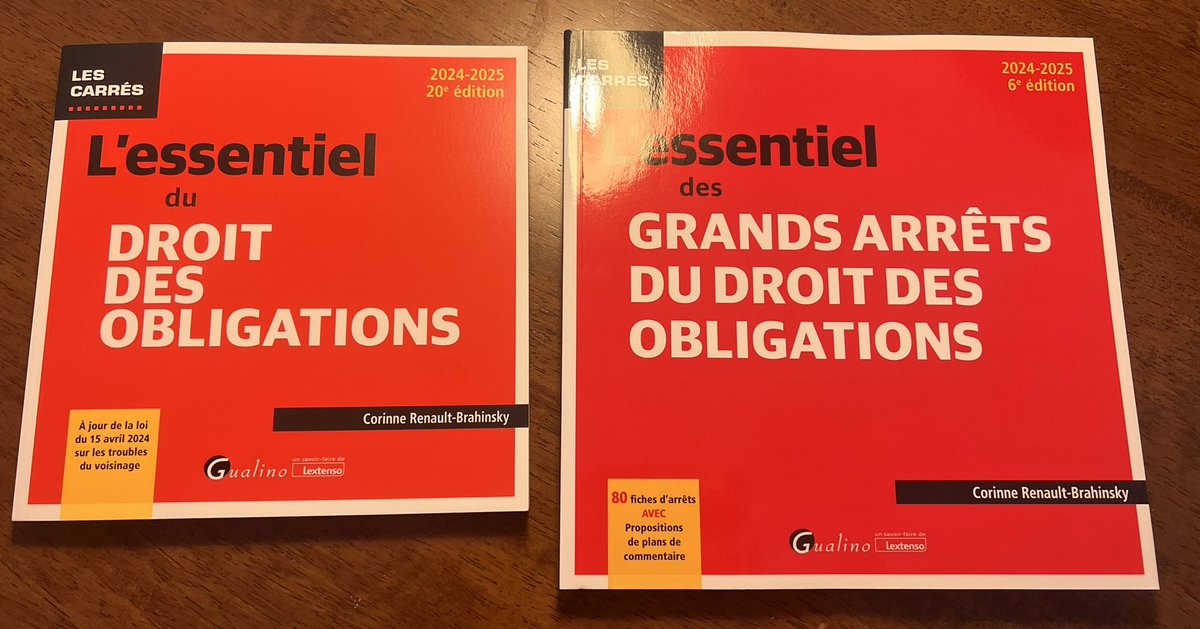Merci infiniment à <a href="/Lextenso_ed/">Lextenso</a> et <a href="/CorinneRB/">C. Renault-Brahinsky</a> pour l’envoi de ces ouvrages qui seront d’une aide précieuse pour le cours de droit des obligations que je dispenserai l’<a href="/Univ_CotedAzur/">Université Côte d'Azur</a> au S2!