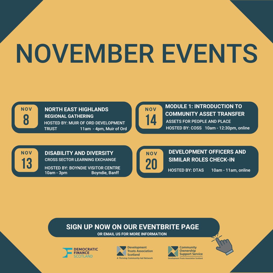 Here are our November events. Find out more information and book on via our Eventbrite page.