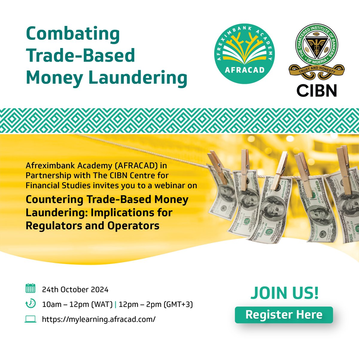 afreximbank's tweet photo. ⏰ 30 Minutes to Go! 

How can we better combat trade-based money laundering? 

Join us, #AFRACAD, @cibnigeria in less than 30 minutes for a deep dive into 
"Countering Trade-Based Money Laundering: Implications for Regulators and Operators." Gain insights into cutting-edge strategies, technology, and cooperation that drive effective solutions.

🗓 Today, 24th October 2024
⏰ 12:00 PM (Cairo Time) 
🔗 https://t.co/L7qUQ7yP39

Don't miss out on this crucial conversation! 🌍💼

#CTBML #Afreximbank #Webinar #MoneyLaundering #TradeSecurity #FinancialIntegrity