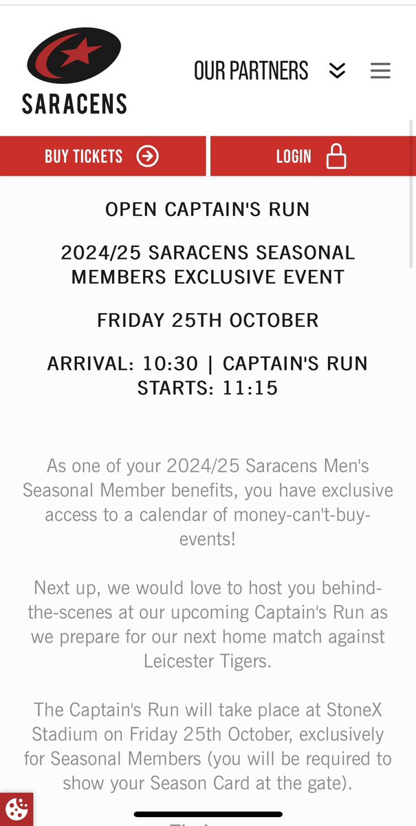 stevefarmer71's tweet photo. @Saracens Can you please confirm the correct timings for the captain run tomorrow. https://t.co/NacHwn5431
