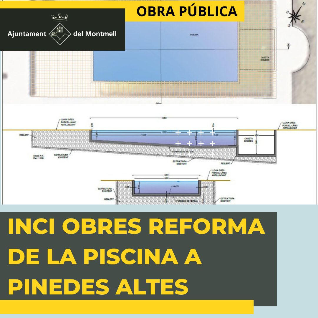 SERVEIS | REFORMA DE LA PISCINA MUNICIPAL DE PINEDES ALTES

Us informem que aquesta setmana han començat les obres de millora a la piscina municipal de Pinedes Altes.  +INFO: elmontmell.cat/noticies/sinic…