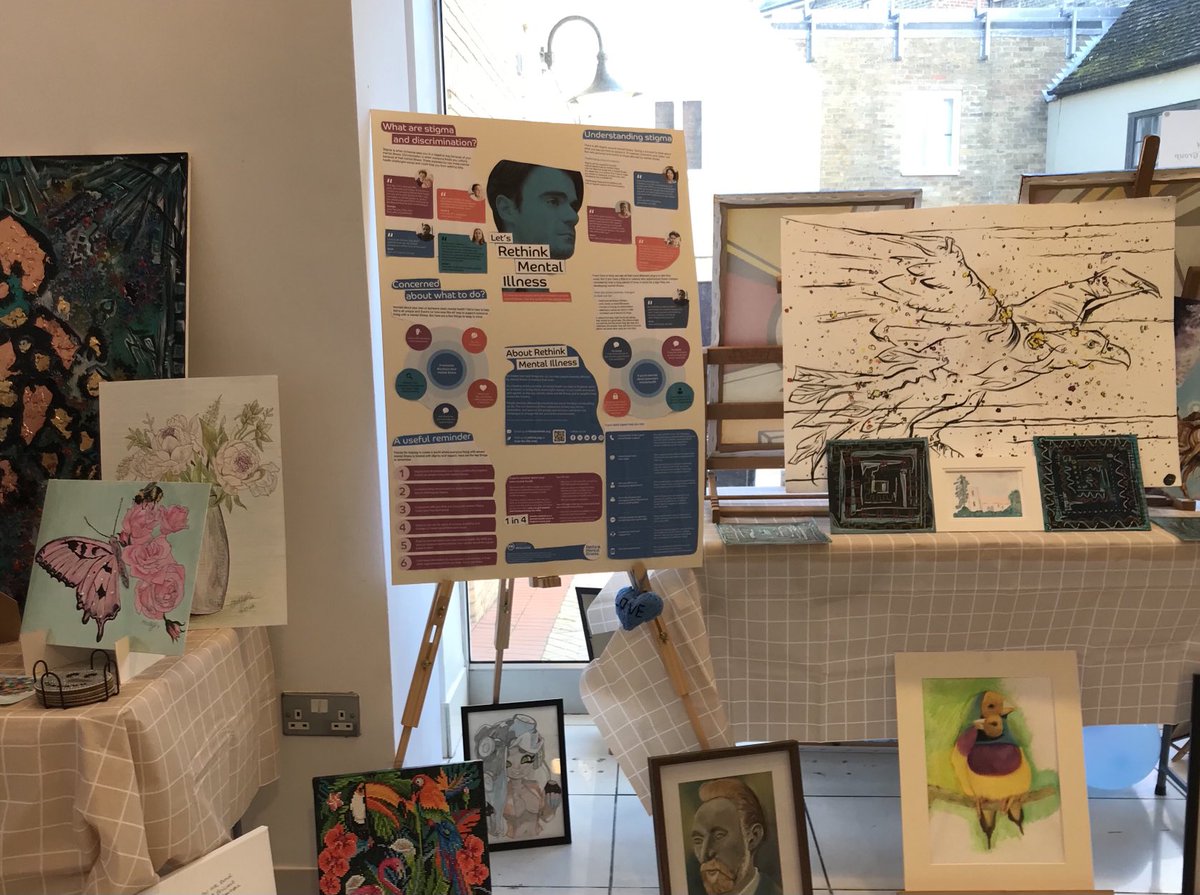 Braintree ⁦<a href="/Rethink_/">Rethink Mental Illness</a>⁩ Art Group have a shop in ⁦@GeorgeYard⁩ to show our work but also make awareness of #mentalhealth please come along for a look at the amazing art but also pop in for a chat open every Saturday